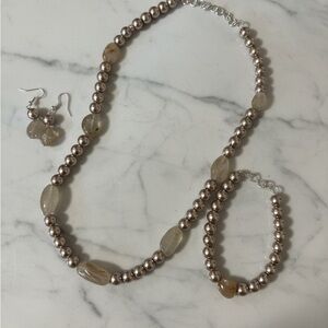 Elegant Pearl & Stone 3pc Set